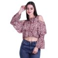thumbnail image 2 of Moomaya Cold Shoulder Tops Shirts For Women Button Down Long Ruffle Sleeve Top, 2 of 4