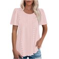 thumbnail image 1 of Timegard Hauts à Oeillets pour Femmes Col Rond Froncé Manches Courtes Ample Été Plage Décontracté Confortable Haut T-Shirt, 1 of 7