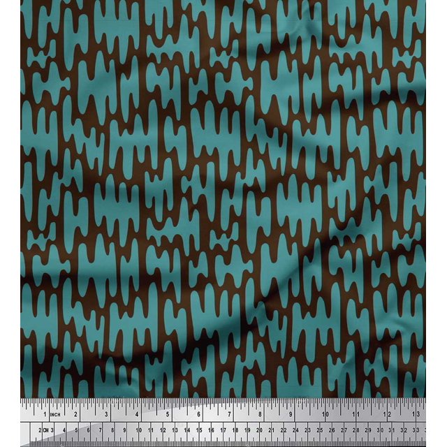 Soimoi Brown Heavy Satin Fabric Liquid Drip Abstract Decor Fabric Printed Yard 54 Inch Wide