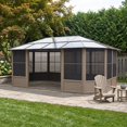 thumbnail image 1 of Gazebo Penguin Florence Solarium 12 Ft X 18 Ft Polycarbonate Roof - Sand, 1 of 19