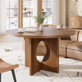 thumbnail image 2 of Round Dining Table for 4-6 People, 47'' Dining Room Table with Wooden Pedestal Base, Dinner Tables, Circle Kitchen Tables for Dining Room, Kitchen, Living Room (Table Only), 2 of 7