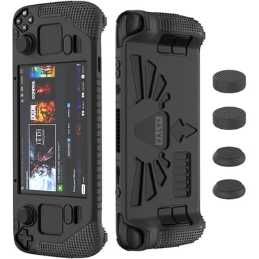 Tianle Compatible with Steam Deck/Steam Deck OLED Standing Protective Case, Thickening Silicone Accessories Protector, Soft Cover Skin Shell, Full Protection for Valve Stream Deck (Black)