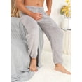 thumbnail image 5 of Men Letter Embroidery Flannel Sleep Pants, 5 of 5