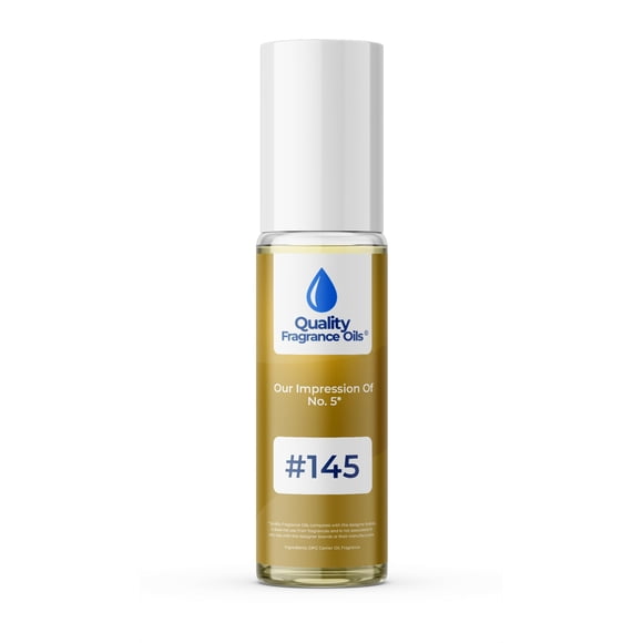 Quality Fragrance Oils' No. 5 Impression #145 | Long-Lasting Perfume Oil, Alcohol-Free, Strong Scent, 10ml Roll-On | Affordable Alternative to Designer Fragrances