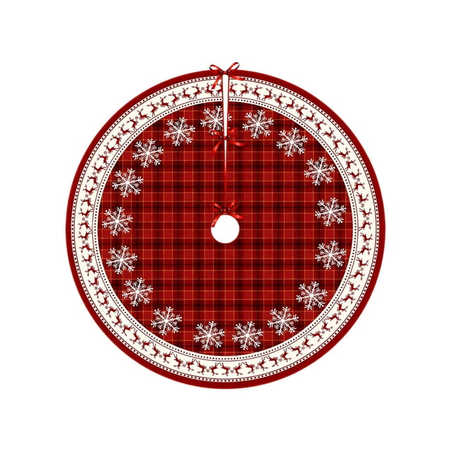 Christmas Tree Skirt Snowflake Reindeer Digital Christmas Tree Skirt Surround with Polyester Ornament Decoration Christmas Tree Decorations