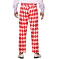 thumbnail image 3 of INSPIRE CHIC Pantalon Imprimé Argyle pour Homme Coupe Régulière devant Plat Pantalon Habillé 38 Rouge Blanc, 3 of 5
