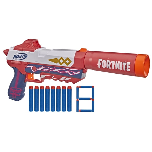 Nerf Fortnite SP-Drift OG Dart Blaster, Internal Clip, Barrel, 8 Nerf Elite Foam Darts
