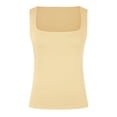thumbnail image 4 of Hauts Grande Taille Crop Tops Femmes Col Carré Sans Manches Double Couche Débardeur Serré pour Femmes, 4 of 5