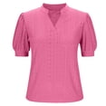 thumbnail image 4 of Liquidation d'Économies! Hauts pour Femmes Grande Taille, Blouse d'Été à Manches Courtes pour Femmes, Blouse Décontractée à Manches Courtes Unie pour Femme à Col en V, 4 of 5