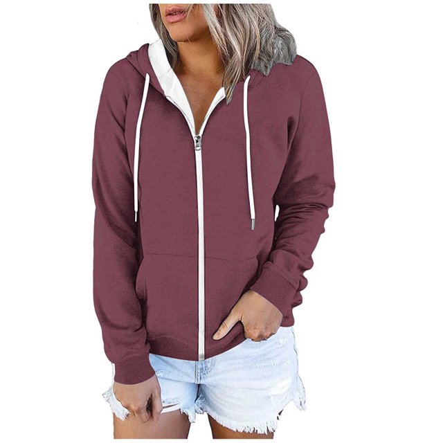 Timegard Sweatshirts for Women Drawstring Hoodies Pullover Top Fall Casual Loose Cardigan with Pockets