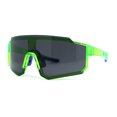thumbnail image 3 of Mens Oversize Trendy Futuristic Wrap Half Rim Sport Plastic Sunglasses Green Black, 3 of 4