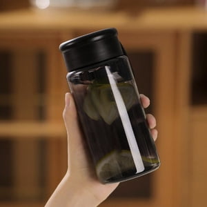 Reusable Clear Plastic Water Bottle - Leakproof Sports Bottle for Gym & Travel, Portable Drinking Bottle with Safety Lock, Black, JKODE