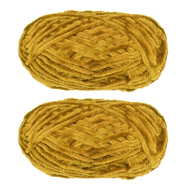 Unique Bargains 2 Pelotes Fil Velours Fil Chenille 87,49 Verges Polyester Fil Doux pour Couverture 2 Pcs Moutarde