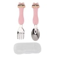 thumbnail image 2 of 2 Pack Toddler Fork Spoon, Metal Toddler Cutlery Set Cartoon Spoon Tableware Kit Stainless Steel Forks And Spoons Comfortable To Handle Toddler Silverware With Storage Box, 2 of 8