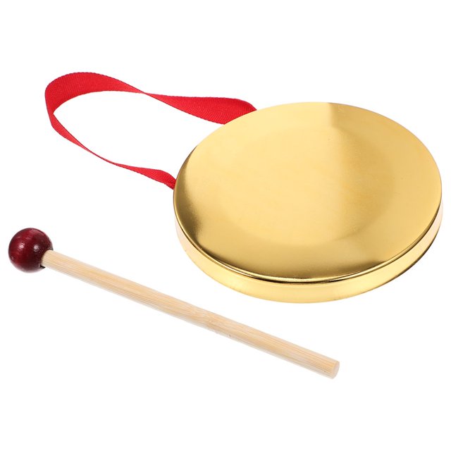 AMERTEER 1 Ensemble Petit Gong à Main avec Maillet Instrument de Percussion en Métal