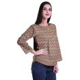 thumbnail image 3 of Moomaya Haut à Manches Longues Imprimé avec Patte de Boutonnage, Col Rond, Tunique d'Été Décontractée pour Femme, 3 of 5