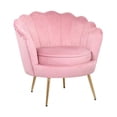 thumbnail image 1 of Heavenly Collections Modern Light Pink Velvet Accent Chair - Mid-Century Seashell Armchair with Gold Metal Legs - Ideal for Bedrooms & Makeup Vanities  Cream:, 1 of 6