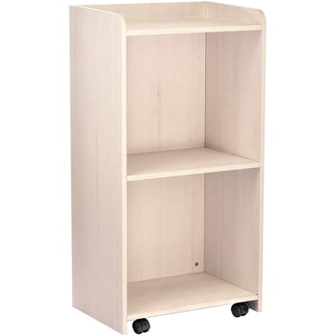 AdirOffice White Wood Mobile Presentation Lectern Speaker Stand Stand with Shelves