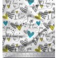 thumbnail image 1 of Soimoi White Viscose Chiffon Fabric Heart & I Love You Text Print Fabric by Yard 42 Inch Wide, 1 of 1