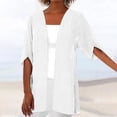 thumbnail image 2 of Womens Casual Open Front Cardigans 3/4 Short Sleeve Lightweight Fall Draped Cardigan Plus Size Cardigan Casual Loose Lightweight Jackets Solid Color White L, 2 of 6