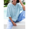 thumbnail image 3 of Gupgi Knitted Crop Cardigan for Women Short Sleeve Button Down Sweater Solid Color Ribbed Tops, 3 of 6