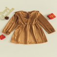 thumbnail image 4 of Toddler Velvet Dress with Ruffle Long Sleeve and  Neck for Baby Girl, 4 of 9