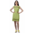 thumbnail image 1 of Moomaya Cotton Solid WoMen's Back Slit Outfit Sleeveless Scoop Neck Shift Dress, 1 of 5