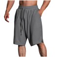 thumbnail image 1 of Diufon Men's Athletic Shorts Cotton Linen Drawstring Waisted Outdoor Sport Shorts Spring Summer Shorts with Pockets, 1 of 6