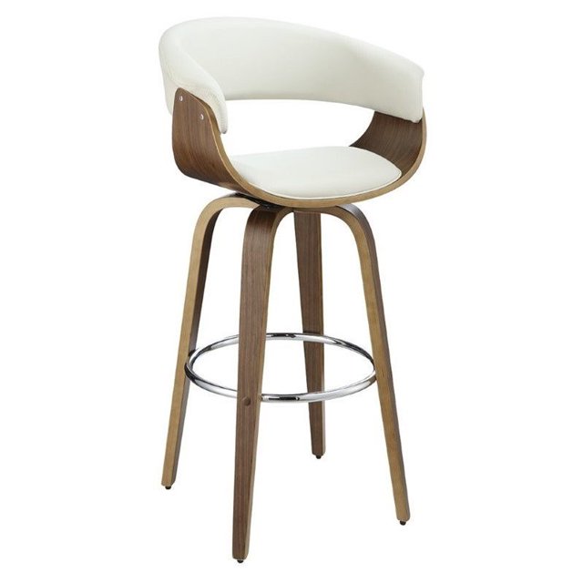 Coaster Tabouret de Bar Rembourré en Blanc et Noyer