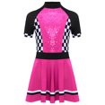 thumbnail image 3 of iiniim Kids Girls Racer Racing Driver Costumes Halloween Cosplay Party Dress Up Shiny Sequins Dance Dress Hot Pink 14, 3 of 5