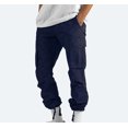 thumbnail image 2 of Pantalon Homme Uni Décontracté à Multiples Poches Extérieur Coupe Droite Pantalon D\'entraînement Physique Pantalon Cargo Pantalon, 2 of 9