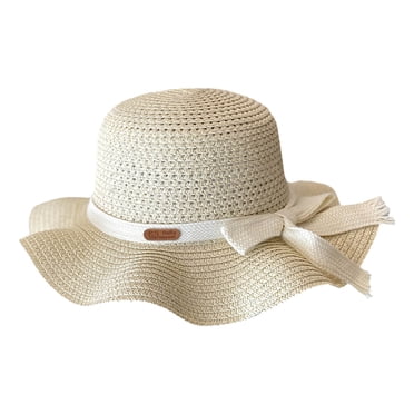 Children's Girls Sunscreen Hat for Summer Bow Visor Beach Straw Fisherman Cap Kids Hats & Caps