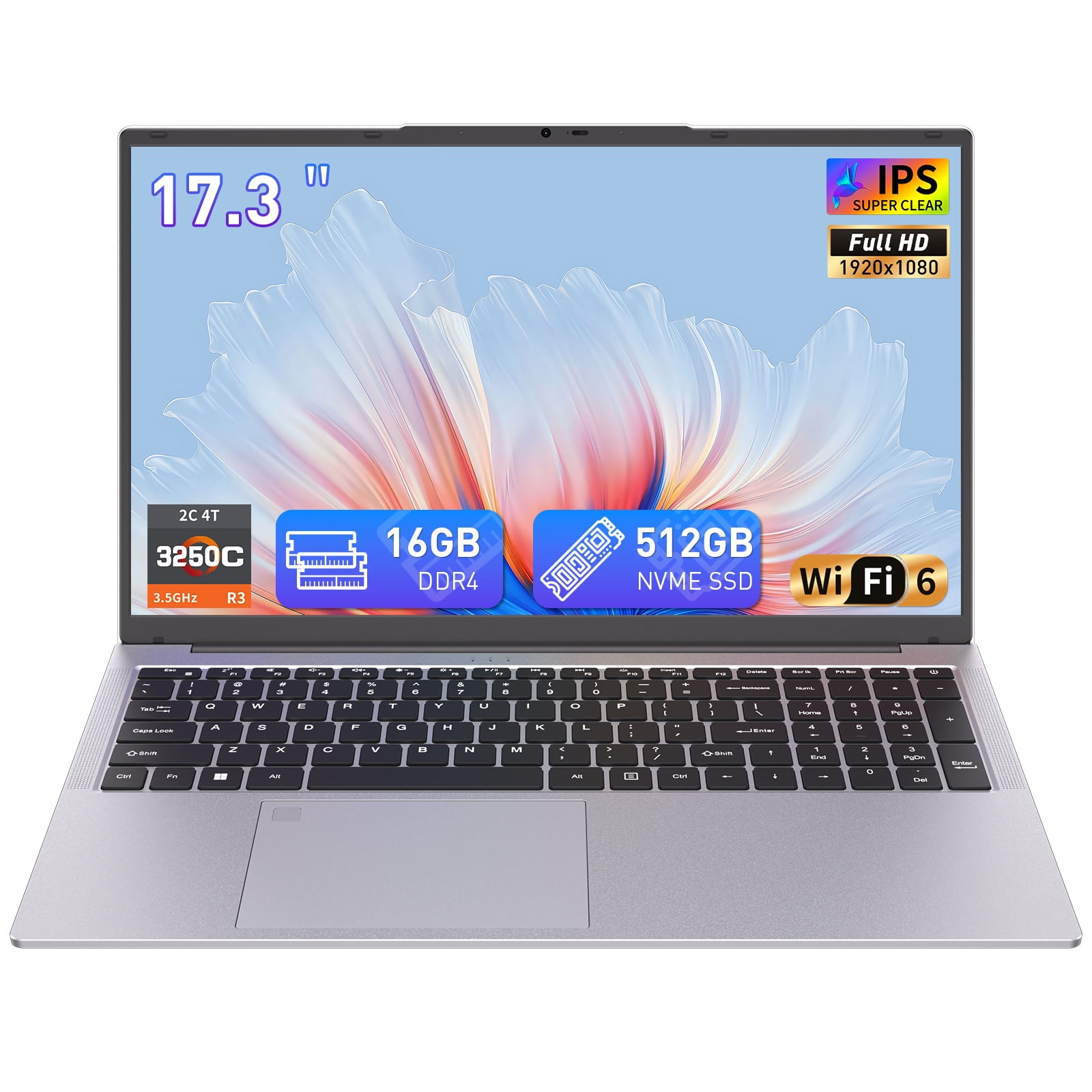 Exsurf 17.3" FHD Laptop, AMD Ryzen 3, 16GB RAM 512GB SSD, Windows 11 Pro, Business & Study Notebook