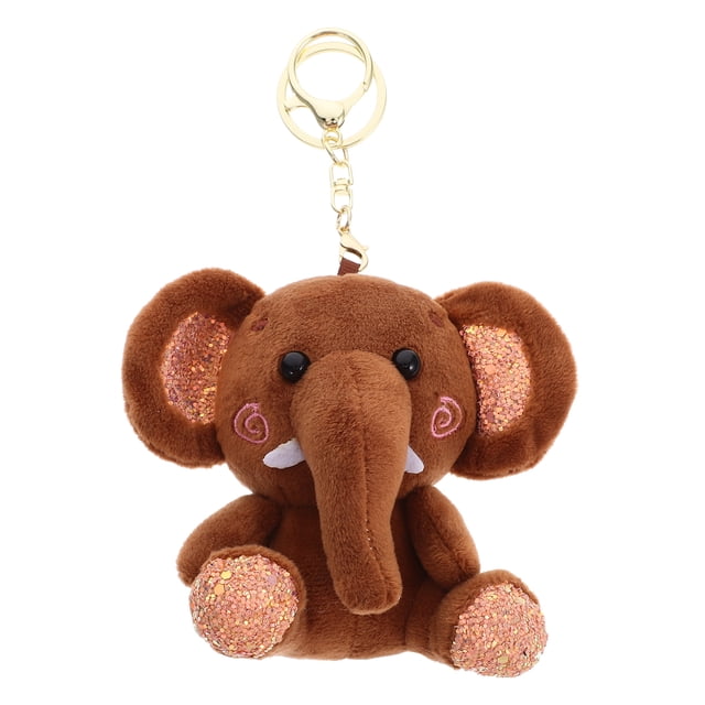 Miangastore Plush Elephant Doll Key Holder Pendents Doll Keyring Hanging Ornament For Bag Car Key (Coffee)