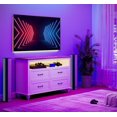 thumbnail image 2 of WAMPAT LED TV Stand for 32/43/50 Inch Flat Screen, Farmhouse Entertainment Center with 4 Storage Drawers and 1 Open Shelf, Wood Media Console Table with Yellow Lights Strip for Bedroom, 47.2", 2 of 7