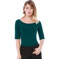thumbnail image 1 of INSPIRE CHIC T-Shirt Ajusté à Manches Mi-Longues à Encolure Dégagée pour Superposition pour Femmes, 1 of 6