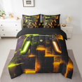 thumbnail image 2 of YST Gamer Gaming Bedding Set, 7-Piece, Geometric Neon Checkered, Twin Size, 2 of 4