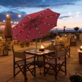 thumbnail image 2 of Outsunny Parasol de Patio Solaire de 9 Pi avec Lumières DEL, Auvent Inclinable, Rouge Vin, 2 of 10