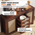 thumbnail image 3 of AECOJOY 55'' Rattan Sideboard Buffet Cabinet with 4 Drawers, 2-Sliding Doors Wicker Kitchen Storage Cabinet for Dining Room, Living Room in Brown, 3 of 9