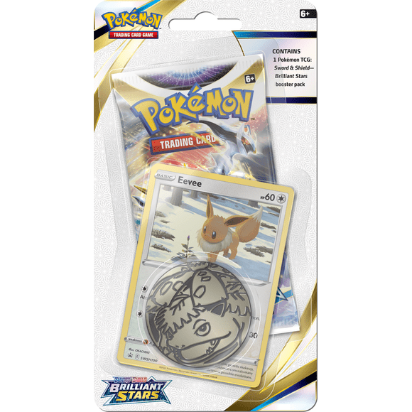 Pokemon Trading Card Game: Sword & Shield (SWSH9) Brilliant Stars Checklane Blister - Eevee 1 pack, 1 promo & 1 plastic coin