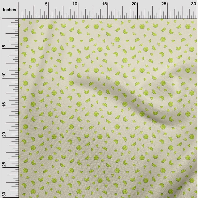 oneOone Georgette Viscose Fabric Lemon Slice Vegetable Printed Craft Fabric BTY 42 Inch Wide