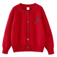 thumbnail image 2 of Zwiiyzr Girls Sweaters Kids Open Front Button Down Long Sleeve Knit Cardigans Sweater Cardigan Jacket 2-8Y Red, 2 of 3