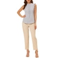 thumbnail image 2 of INSPIRE CHIC Women's Sleeveless Blouse Ruffled Pleated Wear-to-Work Chic Blouse S Grey, 2 of 6