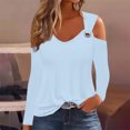 thumbnail image 2 of Yuyuzo Womens Tunic Tops Cold Shoulder Long Sleeve Shirts Loose Solid Color Lightweight Tee Tops, 2 of 5