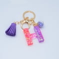 thumbnail image 2 of Hangs Pendant 2 Resin Glittering Letter Keychain with Color Stitching Flowing Design Purple Drop Glue English Character Key Chain, 2 of 5