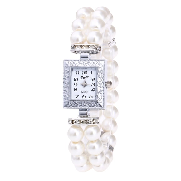 TIMIFIS Watches for Women Square Quartz Watch Imitation Pearl Bracelet Rectangular Ladies Casual Watch - Summer