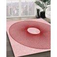 thumbnail image 3 of Ahgly Company Tapis Rond Lavable en Machine Intérieur Transitionnel Rouge Clair Rose, 4 Pieds Rond, 3 of 7