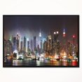 thumbnail image 1 of Design Art Lit Nyc Manhattan Skyline Framed Canvas Art Print, 1 of 4