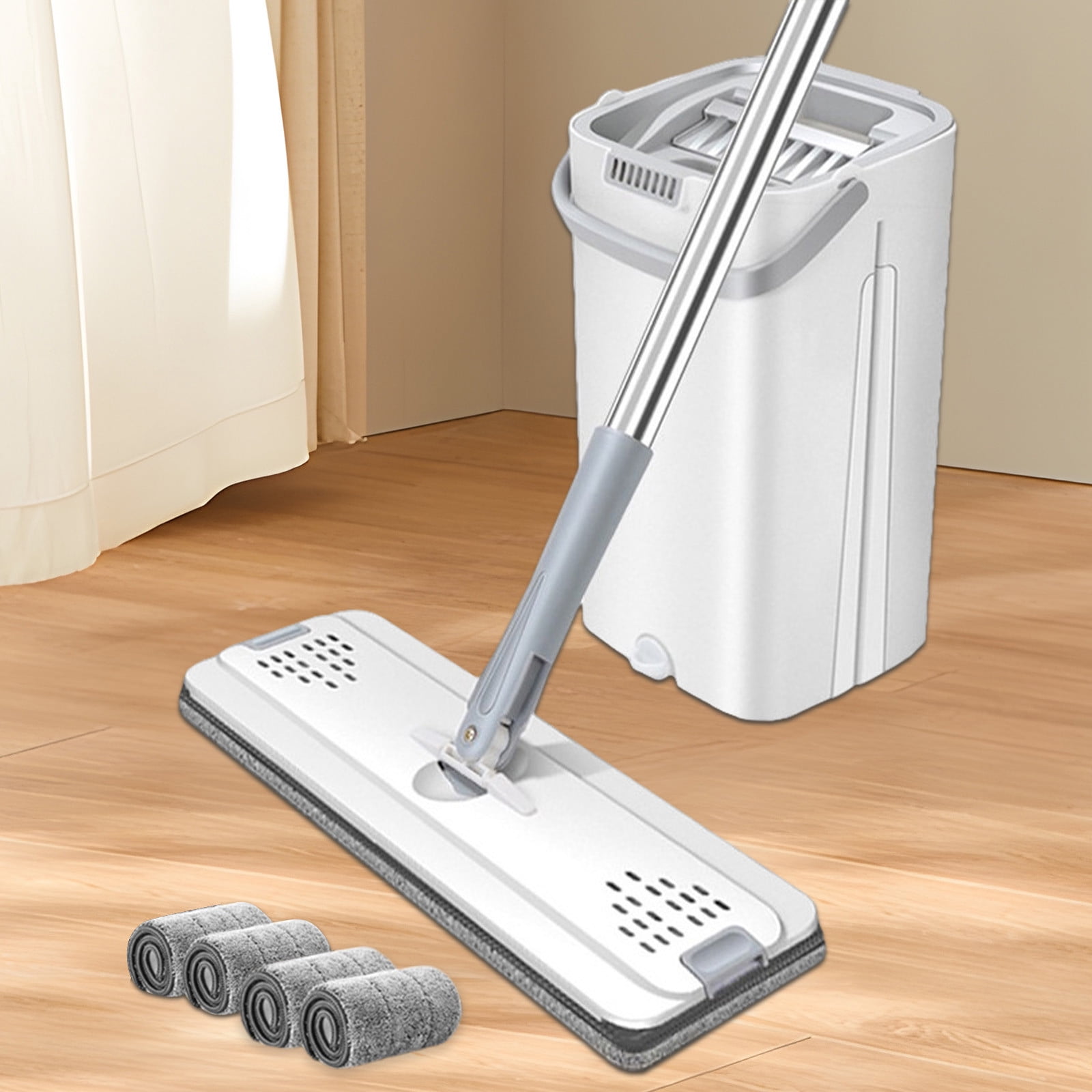PEONAVET Mop Family New Scratch Mop Family Set Hands- Mop Affordable Flat Mop for Wooden Floors Wet Dry Mop Lazy Mop Set