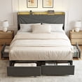 thumbnail image 2 of GUNAITO Queen Size Bed Frame with 4 Storage Drawers, Upholstered LED Bed with USB Ports, Modern Bed with Headboard Noise Free Platform Bed with Metal Frame, Dark Gray, 2 of 9